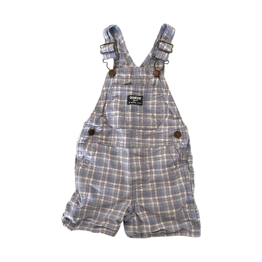 OshKosh Blue Plaid Lightweight Shortalls